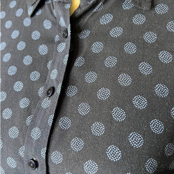 Talbots Button Up Blouse in Blue with Polka Dots Size Small - Picture 2 of 5